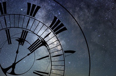 time and space concept. time management concept. milky way galaxy.