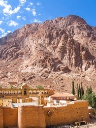 aerial view of the monastery of st. catherine, the oldest christian monastery located on the slopes of mount horeb, sinai peninsula in egypt.