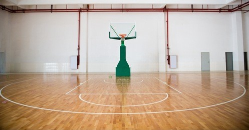 basketball court, school gym indoor.