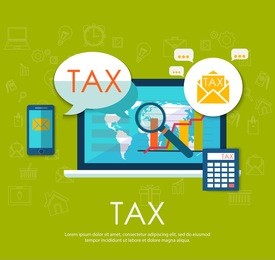 state taxes. tax payment. government taxes. data analysis, paperwork, financial research, report. businessman calculation tax. calculation of tax return. flat design