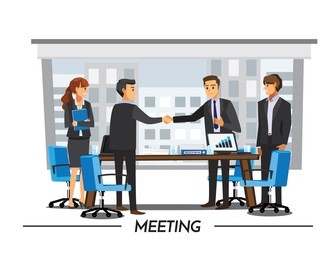 businesss and office concept - two businessmen shaking hands,vector illustration cartoon character
