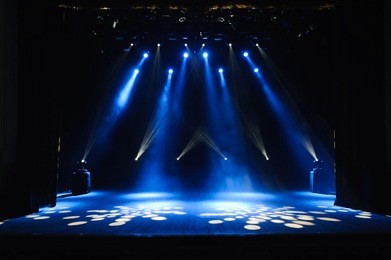 free stage with lights, lighting devices.