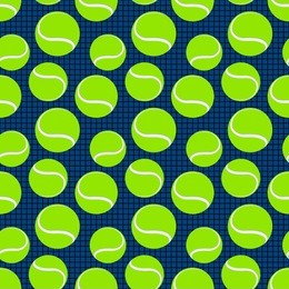 blue seamless sport pattern with green tennis balls. vector