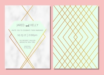 modern invitation to the wedding. vector geometric background with a pattern of marble with gold lines