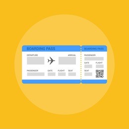 airline boarding pass ticket on orange background. vector illustration