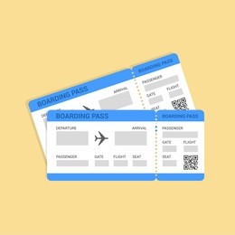 two airline boarding pass tickets isolated on background. vector illustration