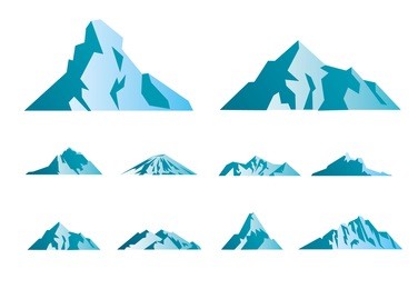 mountain icons or logotypes. vector illustration of mountains landscape isolated on white background.