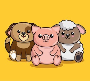 cute animals characters kawaii style