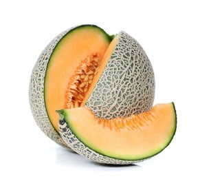 cantaloupe melon on white background