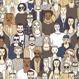 crowd of people. seamless pattern of hand drawn people