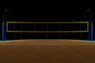 volleyball arena at night 3d rendering