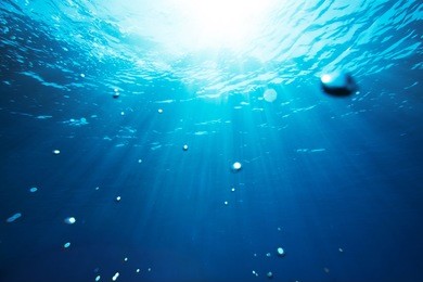 sea underwater view with sun light. beauty nature background