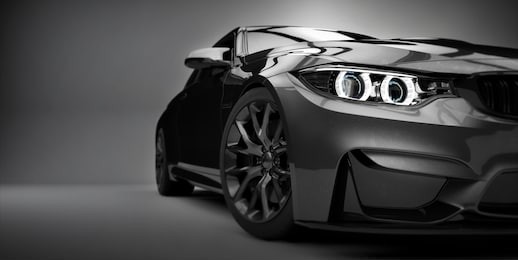 generic brandless sports car closeup detail (with grunge overlay) - 3d illustration

