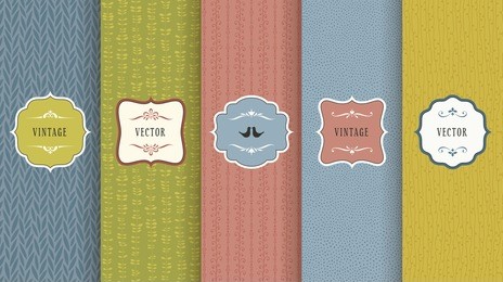 retro seamless pattern set. vector illustrations with frames, ornate design elements and birds. good for children's cloths, package, wallpaper, surface textures, greeting cards and invitations.