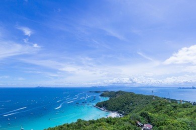 top view koh larn island tropical beach in pattaya city thailand.