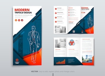 tri fold brochure design. dl corporate business template for try fold brochure or flyer. layout with modern elements and abstract background. creative concept folded flyer or brochure.
