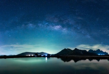 milky way over mountains