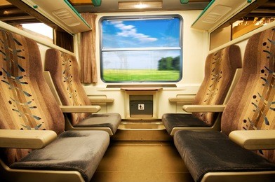 travel in comfortable train. view from inside