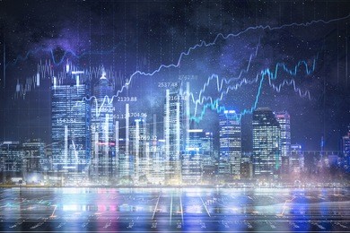 modern business city background . mixed media