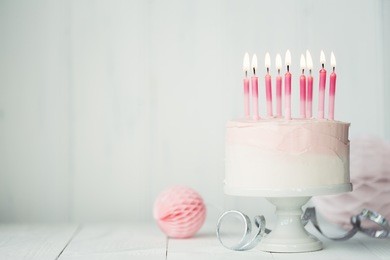 pastel pink birthday cake