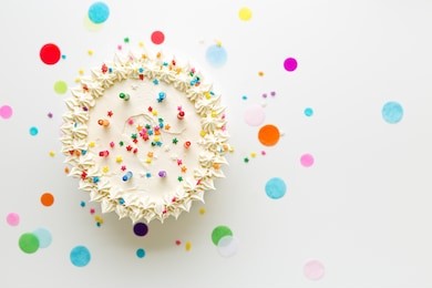 birthday cake with colorful candles