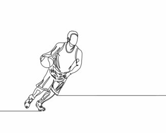 continuous line drawing of basketball player
