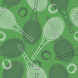 seamless pattern with sport equipment. colorful background vector. illustration with tennis rackets and balls icons. decorative wallpaper, good for printing