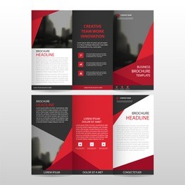red triangle business trifold leaflet brochure flyer report template vector minimal flat design set, abstract three fold set