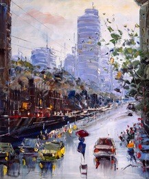 oil painting - urban street view