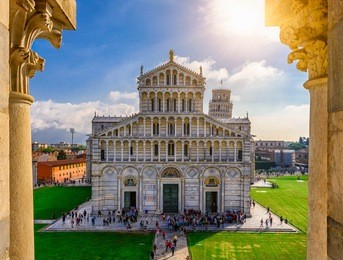 pisa cathedral (duomo di pisa) on piazza dei miracoli in pisa, tuscany, italy. architecture and landmark of pisa