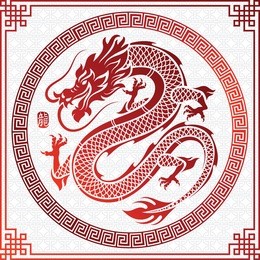 illustration of traditional chinese dragon chinese in circle frame character translate dragon,vector illustration