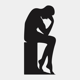 vector thinker silhouette  man crouched