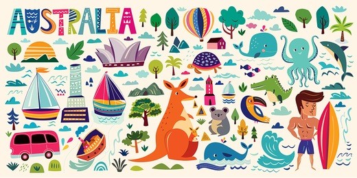 illustration with australia symbols