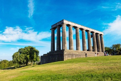 national monument on calton hill in edinburgh in a beautiful summer day, scotland, united kingdom