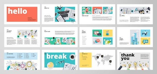 business presentation templates. flat design vector infographic elements for presentation slides, annual report, business marketing, brochure, flyers, web design and banner, company presentation.