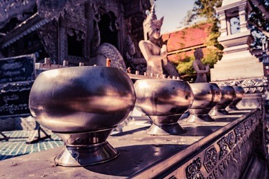 silver buddhas in wat sri suphan, buddhist temple chiang mai, thailand