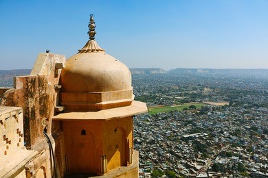 a view of the city from nahargarh fort, jaipur, rajasthan, india