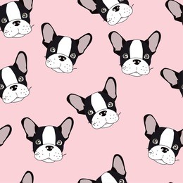 vector seamless pattern with cute cartoon dog puppies. can be used as a background, wallpaper, fabric and for other design.french bulldog pattern