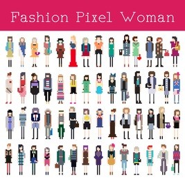 fashion pixel woman pert 2 - vector illustration