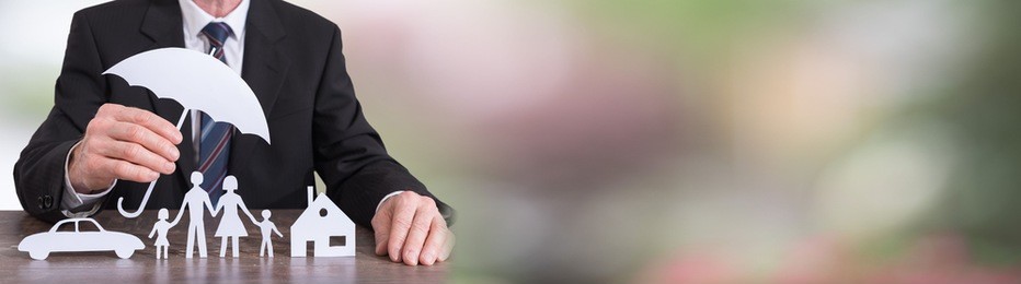 concept of house, car and family protection coverage
