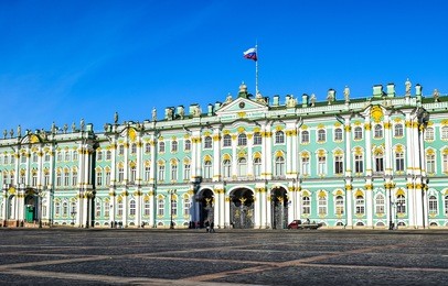 winter palace on palace square in saint petersburg, russia