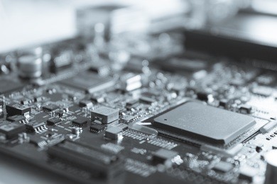 electronics device computer hardware technology motherboard design, engineering cpu circuit board background, close up maintenance and repair microprocessor microchip equipment system