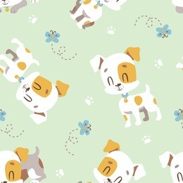 vector jack russel terrier dog seamless pattern