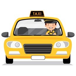 yellow taxi car and taxi driver 
