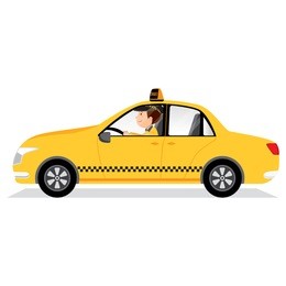 yellow taxi car and taxi driver 
