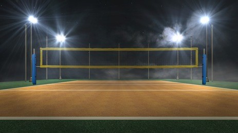 volleyball arena at night 3d rendering