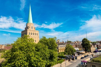 panoramic aerial view of oxford in a beautiful summer day, england, united kingdom