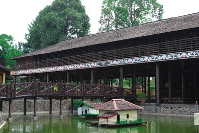 traditional house of west kalimantan, indonesia, asia. in taman mini indonesia indah