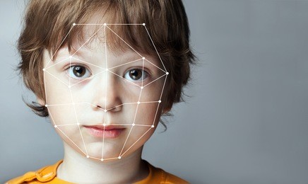 biometric verification - boy face detection, high technology