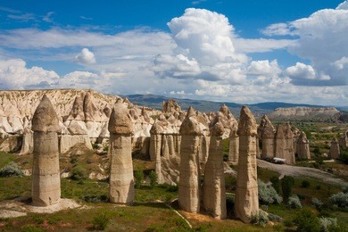 love valley in goreme village, turkey. rural cappadocia landscape. stone houses in goreme, cappadocia. countryside lifestyle. 